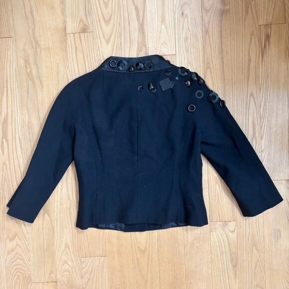 Moschino Cheap and Chic Black Embellished Wool Cropped Blazer - Picture 2 of 4